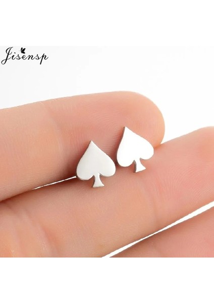 GED430G Kaya Komik Poker Maça Kalp Şeklinde Küpe Kadın Erkek Kişilik Paslanmaz Çelik Takı Kulübü Parti Hediyeler Kolczyki (Yurt Dışından)