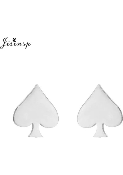 GED430G Kaya Komik Poker Maça Kalp Şeklinde Küpe Kadın Erkek Kişilik Paslanmaz Çelik Takı Kulübü Parti Hediyeler Kolczyki (Yurt Dışından)