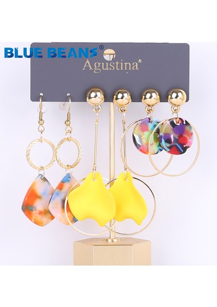 A2 Mavi Fasulye Seti Küpe Kadınlar Için Damla Küpe Moda Takı Uzun Beyaz Küpe Seti Kızlar Akrilik Boho Kızlar Dangle Küpe (Yurt Dışından) modelleri