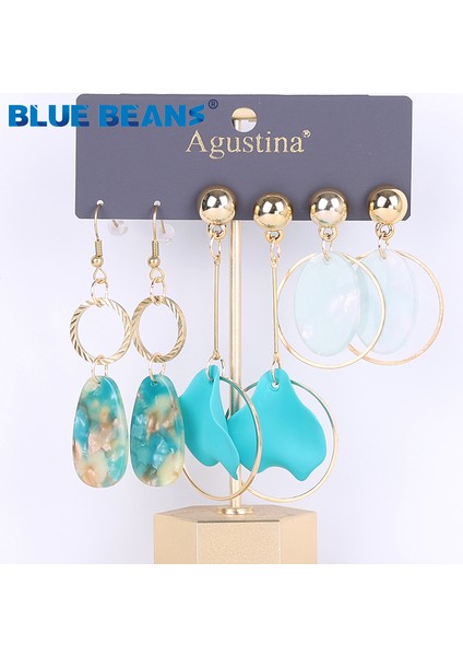 A2 Mavi Fasulye Seti Küpe Kadınlar Için Damla Küpe Moda Takı Uzun Beyaz Küpe Seti Kızlar Akrilik Boho Kızlar Dangle Küpe (Yurt Dışından) fırsatları