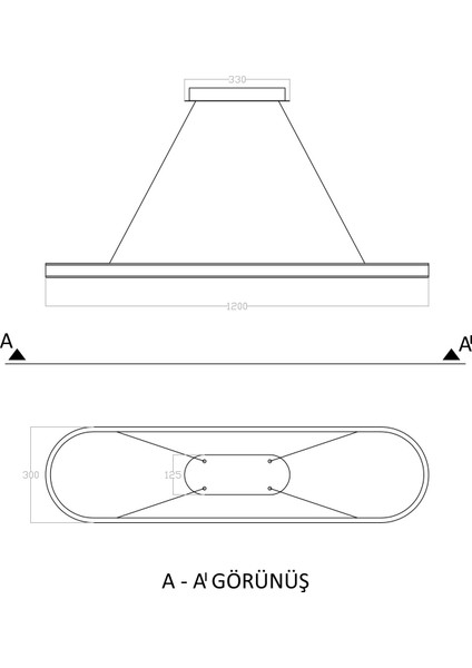 Sarkıt Led Avize Double Light 120 x 30 cm