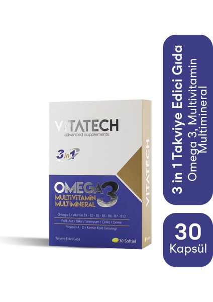 Omega 3 Multivitamin ve Mineral Ginseng 30 Kapsül