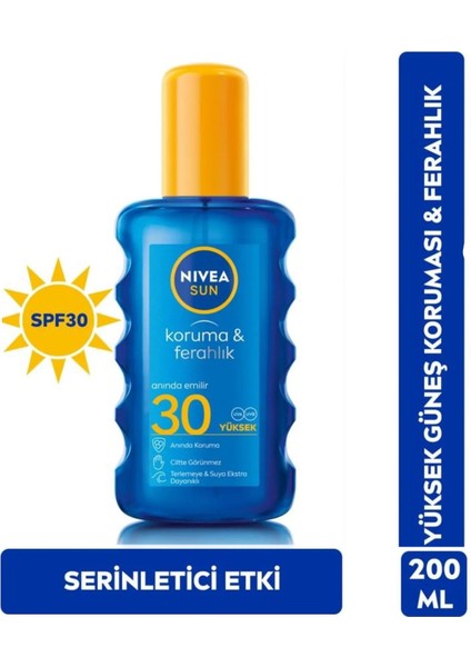 Sun Güneş Spreyi 200 ml Koruma & Ferahlık, Transparan 30 Gfk 4005900253545 Vücut Güneş Kremi