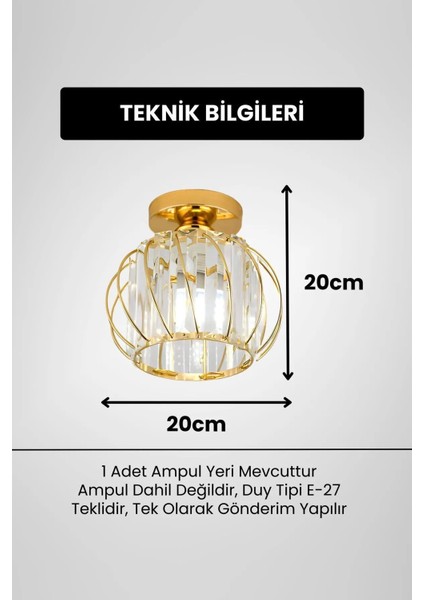 E27 Aurora Model Gold Kaplama Kristal Taşlı Metal Gövde Modern Her Alana Uygun Lüx Plafonyer Avize