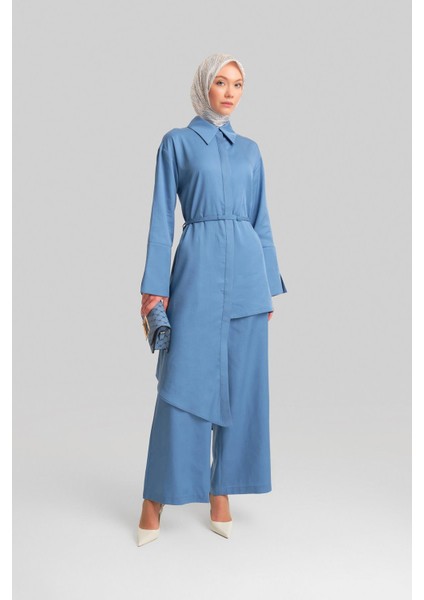 Tencel Palazzo Pantolon 24Y2615 İndigo