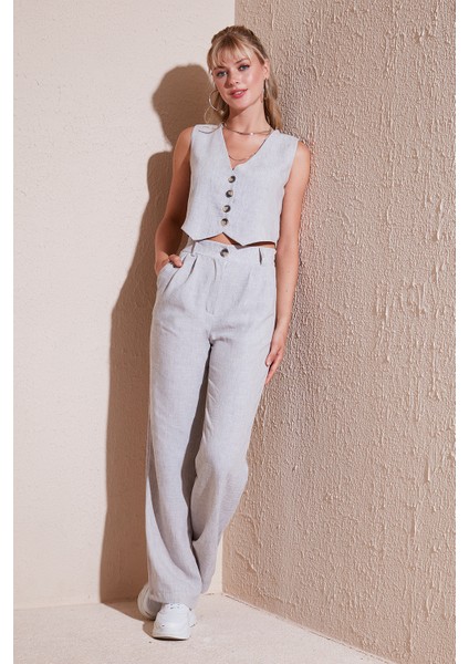 Regular Fit Bol Paça Yelekli Takım Bayan Takım 67045162S4