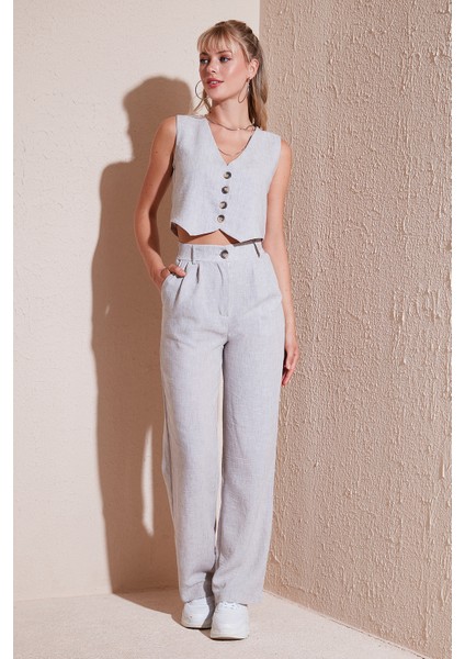 Regular Fit Bol Paça Yelekli Takım Bayan Takım 67045162S4
