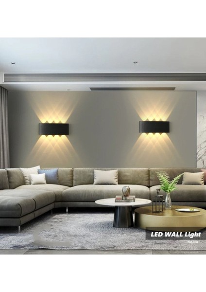 1 Modern Tasarım Ithal LED Aplik Iç ve Dış Ortam Kullanım Şık Görsellik Katar Siyah Metal Modern Le