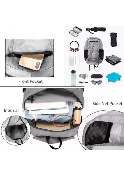 Donanma-Seyahat Yürüyüş 20L Hafif Taşınabilir Katlanabilir Sırt Çantası Su Geçirmez Sırt Çantası Katlanır Çanta Ultralight Açık Paketi Kadın Erkek Için (Yurt Dışından)