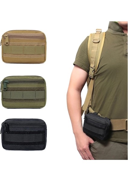 Tan-Çok Fonksiyonlu 1000D Açık Askeri Taktik Avcılık Bel Çantası Edc Molle Aracı Fermuar Bel Paketi Aksesuarı Dayanıklı Kemer Kılıfı (Yurt Dışından)