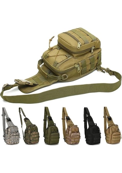 Yeşil-Açık Askeri Taktik Sling Spor Seyahat Göğüs Çantası Omuzdan Askili Çanta Erkekler Kadınlar Için Crossbody Çanta Yürüyüş Kamp Ekipmanları (Yurt Dışından)