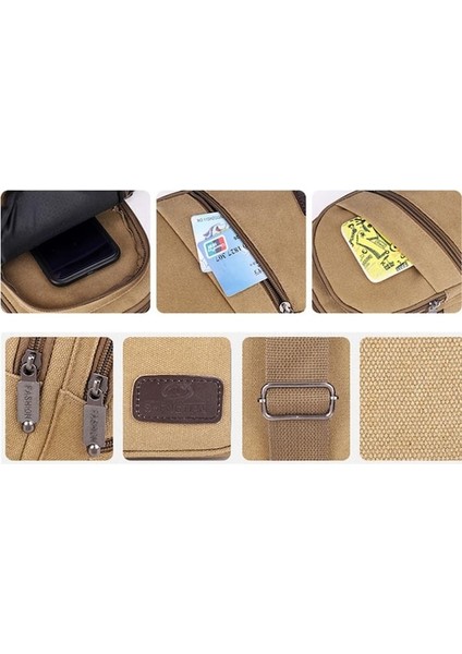 Yucama Messenger Çanta Göğüs Çantası Crossbody Çanta Seyahat Spor Koşu Yürüyüş Için Askı Çantası - Khaki (Yurt Dışından)