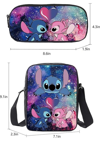 Yucama 3 Parça Set Karikatür Kalem Çantası ve Omuz Çantası Ile Erkek Sırt Çantası Dikiş Sırt Çantası Combo Set Kız Ayarlanabilir Omuz Askısı Sırt Çantası - A (Yurt Dışından)