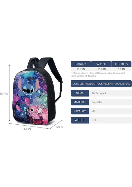 Yucama 3 Parça Set Karikatür Kalem Çantası ve Omuz Çantası Ile Erkek Sırt Çantası Dikiş Sırt Çantası Combo Set Kız Ayarlanabilir Omuz Askısı Sırt Çantası - A (Yurt Dışından)