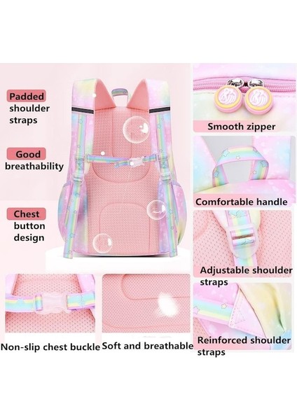 Yucama Yucama Okul Çantası Çocuk Su Geçirmez Sırt Çantası Kız Sırt Çantası 15.6 Inç Dizüstü Okul Çantası Sevimli Çocuklar Ilköğretim Koleji Sırt Çantaları Büyük Okul Çantalarını - Pink (Yurt Dışından) modelleri