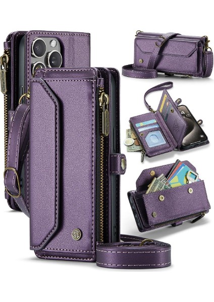Kadınlar Için Crossbody Durumda iphone 15 Pro Cüzdan Durumda Rfid Engelleme Durumda (Yurt Dışından)