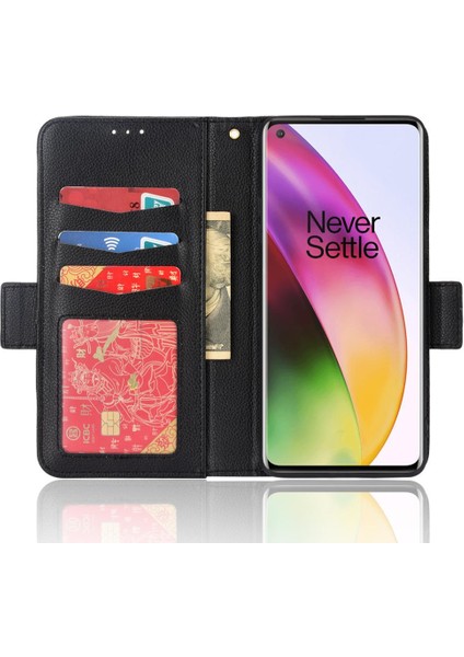 Oneplus 8 Kart Yuvaları Için Kılıf Tutucu Yan Toka Cüzdan Manyetik Pu Deri (Yurt Dışından)