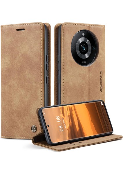 Realme 11 Pro 5g Için Flip Case Vintage Pu Deri Cüzdan Manyetik Kapatma (Yurt Dışından)