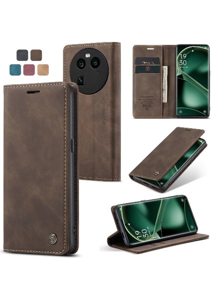 Oppo Bulmak Için Flip Case X6 5g Vintage Pu Deri Cüzdan Kılıf Kart Yuvası (Yurt Dışından)