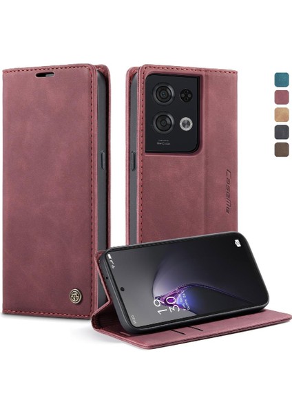 Oppo Oppo 8 Pro 5g Için Flip Case Kart Yuvası Kickstand Vintage Pu Flip (Yurt Dışından)
