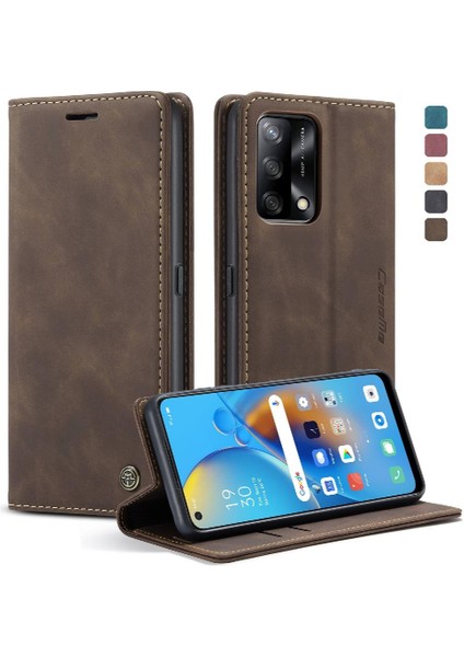 Oppo A74 4g Için Flip CASE/A95 4g Vintage Pu Deri Cüzdan Kılıf Kart Yuvası (Yurt Dışından)