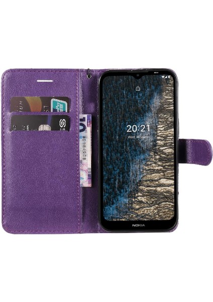 Nokia C10 Için Flip CASE/C20 Iş Cüzdan Telefon Kılıfı Klasik Düz Renk (Yurt Dışından)