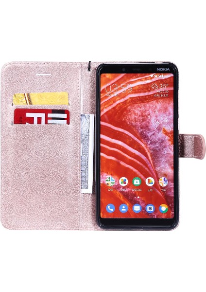 Kart Yuvası Klasik Düz Renk Yüksek Telefon ile Nokia 3.1 Plus Için Flip Case (Yurt Dışından)