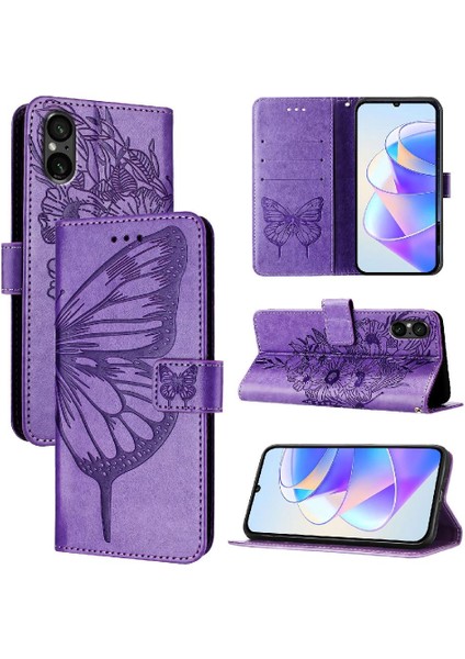 Sony Xperia 5 V Premium Deri Kapak Çevirin Manyetik Kabartma (Yurt Dışından)