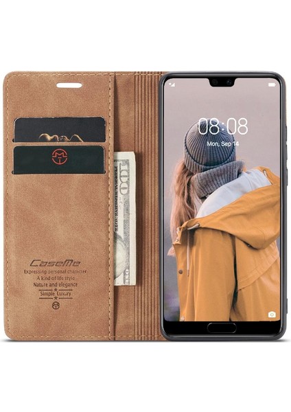 Huawei P20 Pro Için Flip Case Vintage Pu Deri Cüzdan Flip Folio Kitap (Yurt Dışından)