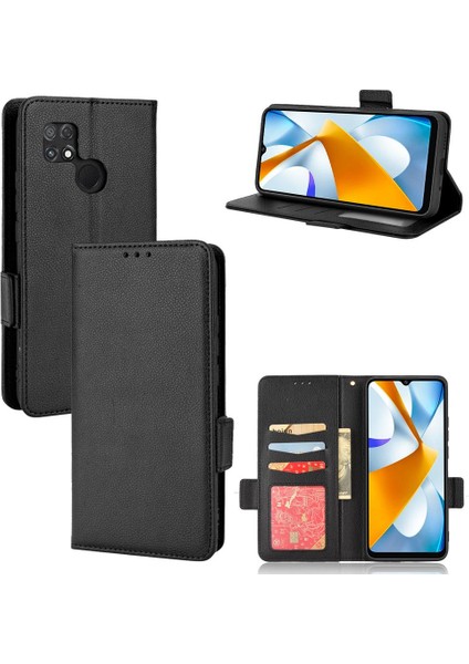 Xiaomi Poco C40 Kart Yuvaları Tutucu Yan Toka Manyetik Cüzdan Pu (Yurt Dışından)
