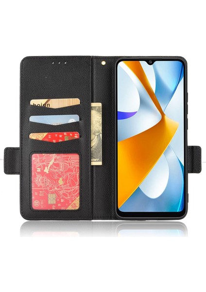 Xiaomi Poco C40 Kart Yuvaları Tutucu Yan Toka Manyetik Cüzdan Pu (Yurt Dışından)