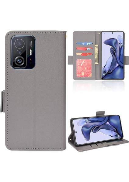 Xiaomi 11T/11T Pro Manyetik Cüzdan Yan Toka Kart Yuvaları Tutucu (Yurt Dışından)