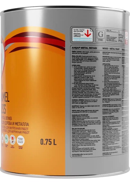 Sentetik Parlak Ahşap Metal Boyası 8926 Açık Kahve 0.75 l