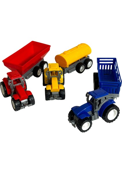 Traktör Oyuncak 3'lü Set Süper Farm Modern Design Römorklu Traktör Set