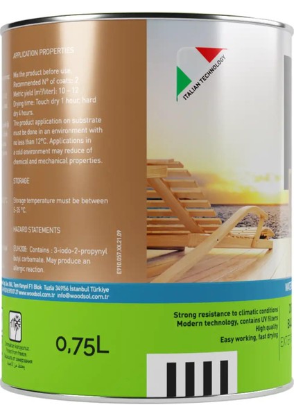 Unideck Su Bazlı Ahşap Deck Yağı 1212 Teak 0.75 l