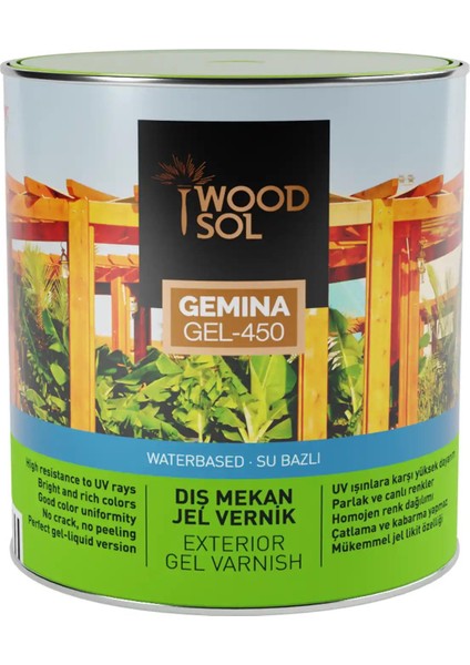 Gemina Dış Mekan Ahşap Jel Vernik 1569 Misty Grey 2.5 l