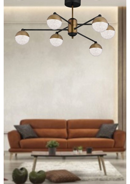 63 x 63 Elizya Modeli 6 Kollu Ledli Modern Siyah Eskitme Salon Oturma Odası Avizesi Siyah E27 6 35 modelleri