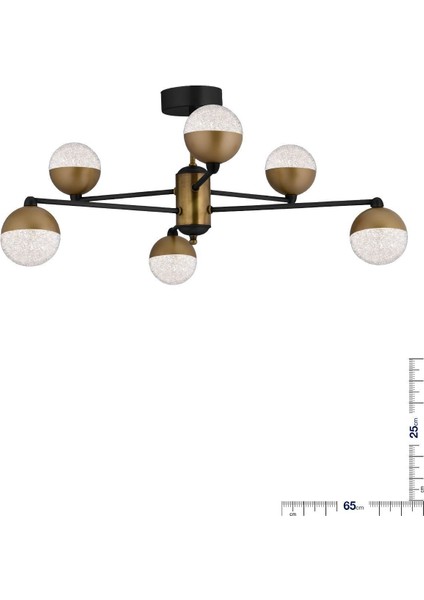 63 x 63 Elizya Modeli 6 Kollu Ledli Modern Siyah Eskitme Salon Oturma Odası Avizesi Siyah E27 6 35 indirimleri