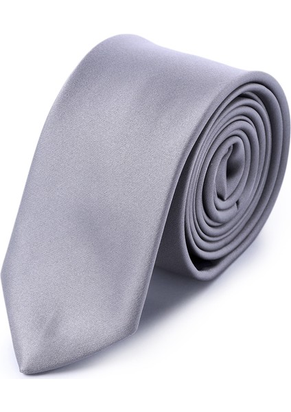 Gri Düz Klasik Micro Kravat