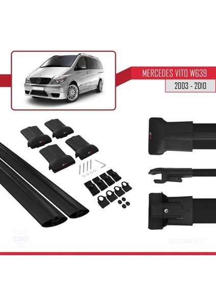 Mercedes Vito (W639) 2003-2010 Arası ile Uyumlu Fly Model Ara Atkı Tavan Barı Siyah indirimleri