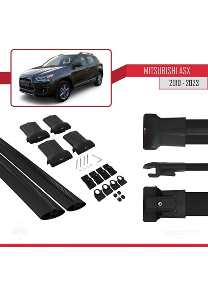 Mitsubishi Asx 2010-2023 Arası ile Uyumlu Fly Model Ara Atkı Tavan Barı Siyah indirimleri