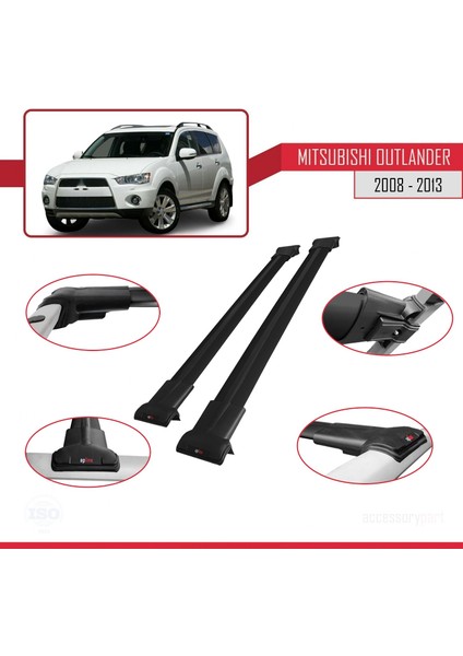 Mitsubishi Outlander 2008-2013 Arası ile Uyumlu Fly Model Ara Atkı Tavan Barı Siyah modelleri