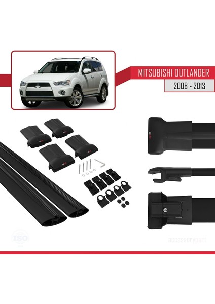 Mitsubishi Outlander 2008-2013 Arası ile Uyumlu Fly Model Ara Atkı Tavan Barı Siyah indirimleri