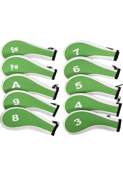 10X Neopren Golf Demir Başörtüsü Golf Kulübü Golf Sopası Kılıfı Koruma Numarası Etiketi Yeşil ve Beyaz (Yurt Dışından) fiyatları