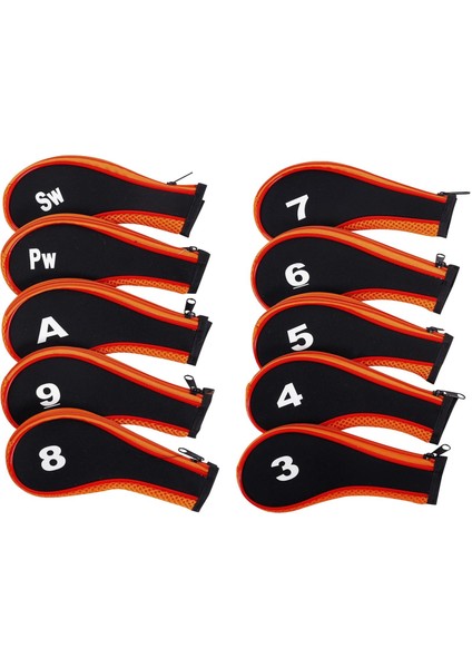 10X Neopren Golf Demir Başörtüsü Golf Kulübü Golf Sopası Kılıfı Koruma Numarası Etiketi Turuncu ve Siyah (Yurt Dışından) fiyatları