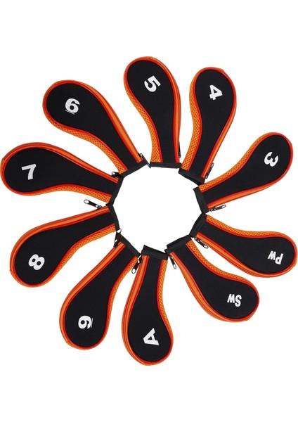 10X Neopren Golf Demir Başörtüsü Golf Kulübü Golf Sopası Kılıfı Koruma Numarası Etiketi Turuncu ve Siyah (Yurt Dışından) modelleri