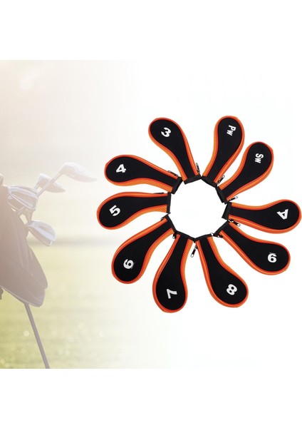 10X Neopren Golf Demir Başörtüsü Golf Kulübü Golf Sopası Kılıfı Koruma Numarası Etiketi Turuncu ve Siyah (Yurt Dışından) indirimleri