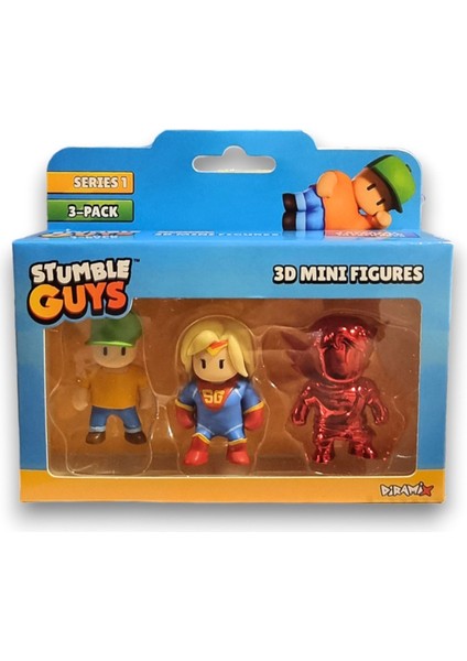 Stumble Guys Seri 1 - 3D Mini 3 Lü Figür Seti - 3 Adet Mr Stumble Super Gal Dynamitron - 5 cm