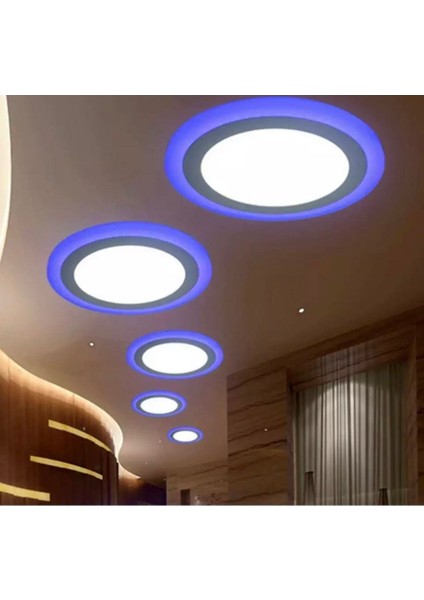 LED Modern Tavana Sıfır LED Panel Avize Kademeli Yuvarlak Çift Renk Gün Işığı ve Parlement Mavi Met