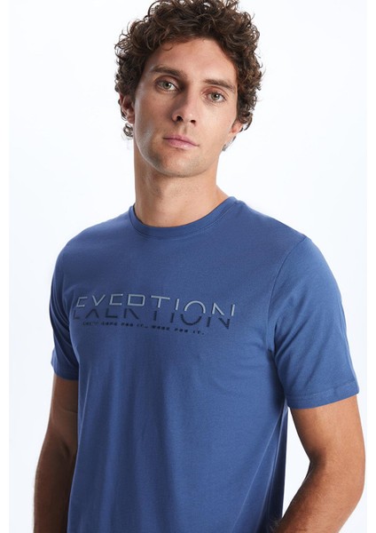 Lcwaıkıkı Classic Bisiklet Yaka Kısa Kollu Baskılı Penye Erkek Tişört